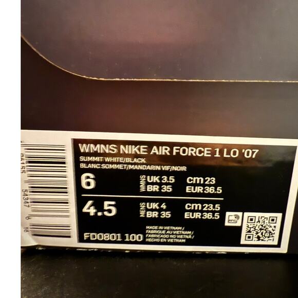 NEW Nike Air Force 1 '07 Women’s Size 6 White Multicolor FD0801-100 - Picture 8 of 8